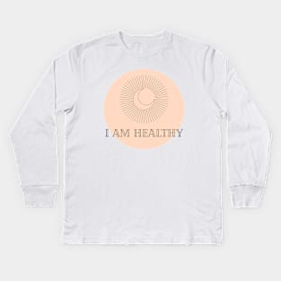 Affirmation Collection - I Am Healthy (Orange) Kids Long Sleeve T-Shirt